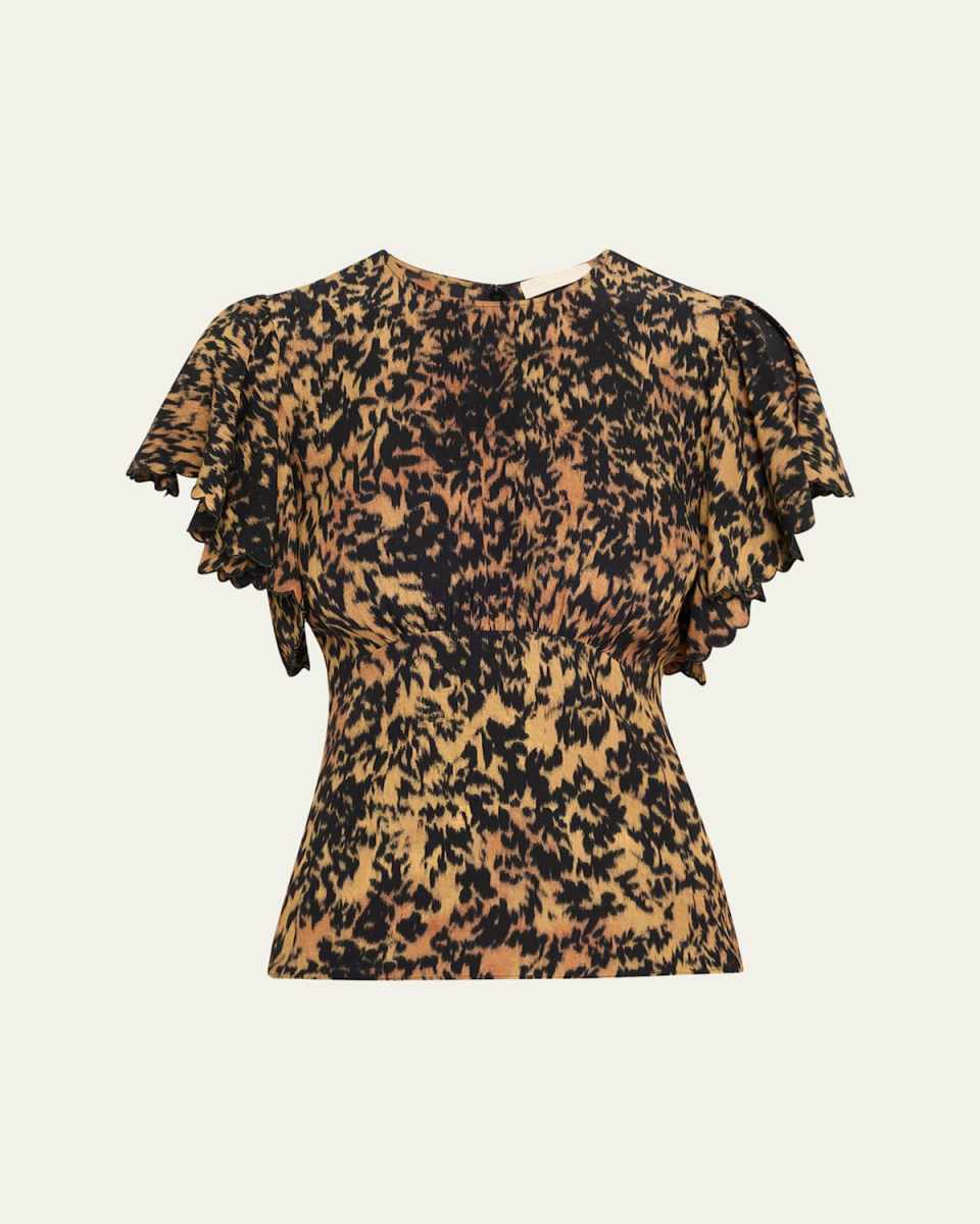 Nejma Flutter-Sleeve Blouse